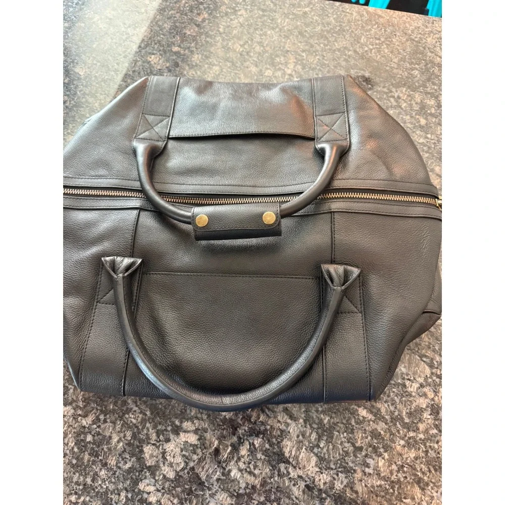 Quince Revive Leather Duffle Bag Black Genuine Leather Weekender Travel Bag